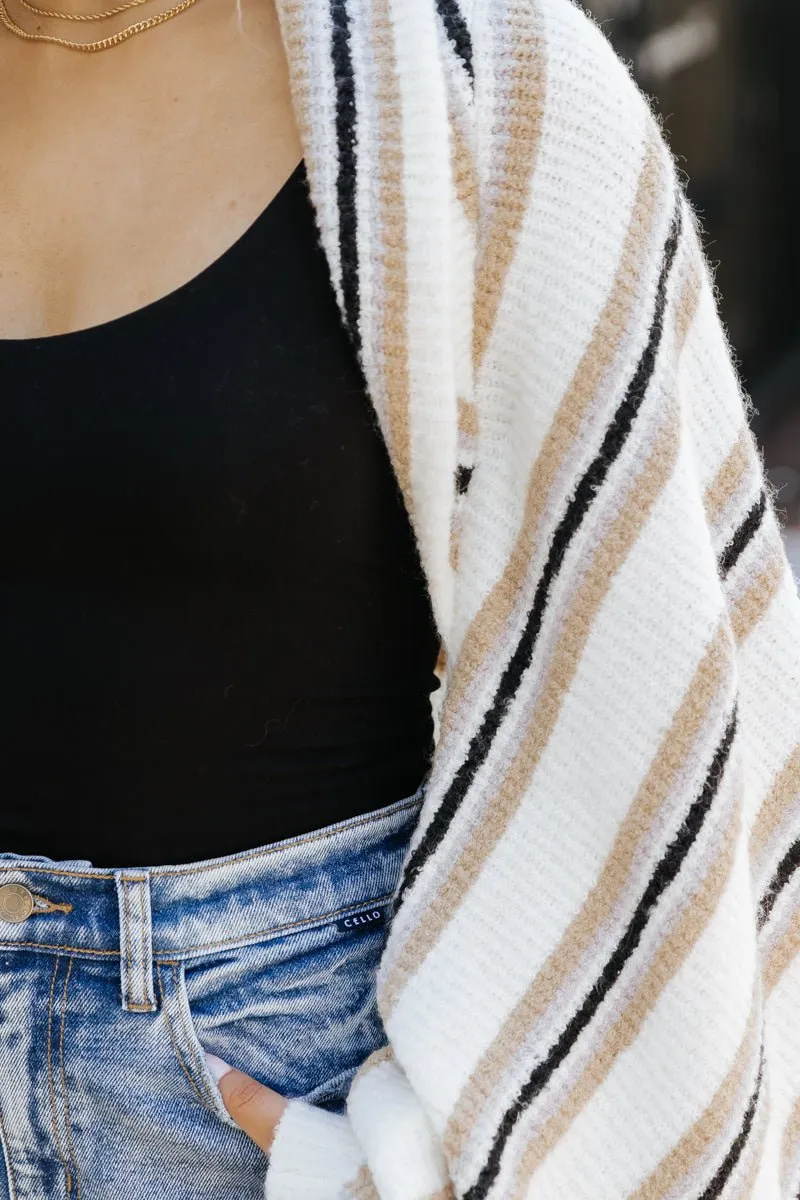 Cream Striped Shrug Cardigan - FINAL SALE