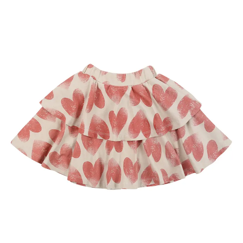 Jelly Mallow Heart Tiered Mini Skirt