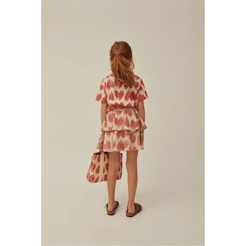 Jelly Mallow Heart Tiered Mini Skirt