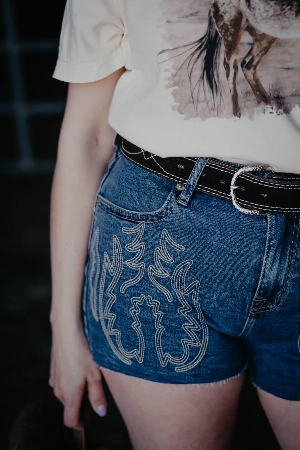 'June' Boot Stitch Detail Denim Shorts (Sizes 24 - 33)
