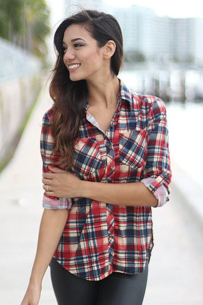 Rust Plaid Top