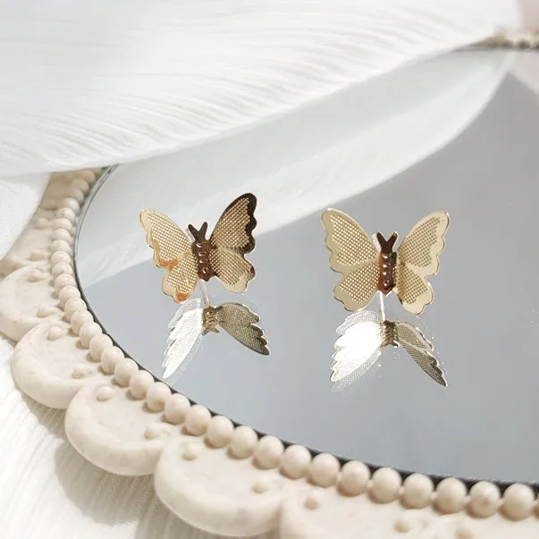 Small Butterflies Filigree Invisible Clip On Stud Earrings