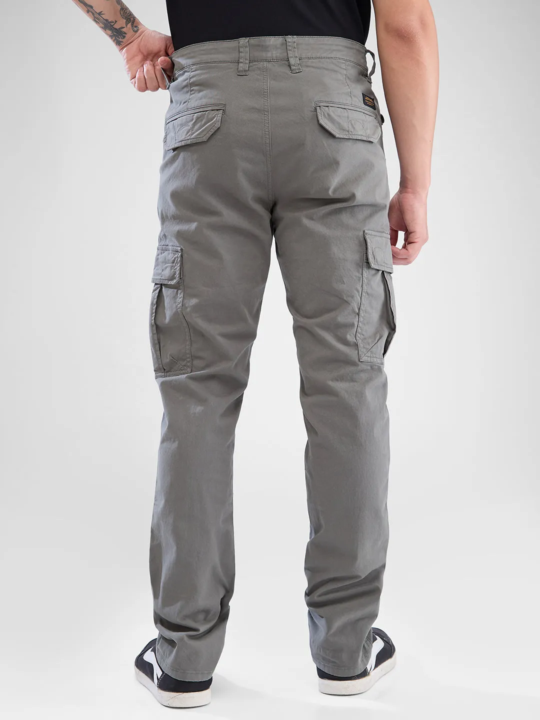 Spykar Cargo Trousers With Front Carpenter Pockets & Rear Flap Pockets