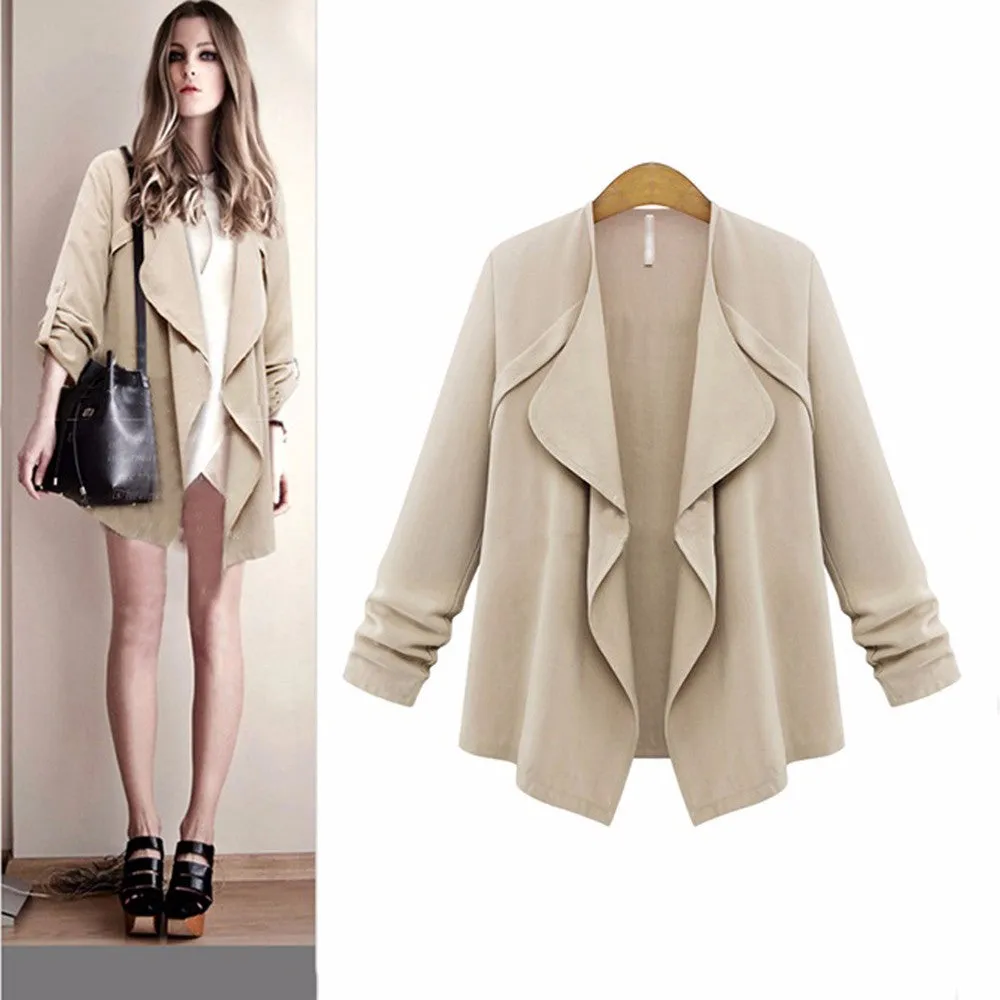 VenusFox Plus size Women's Open stitch Outwear Jacket